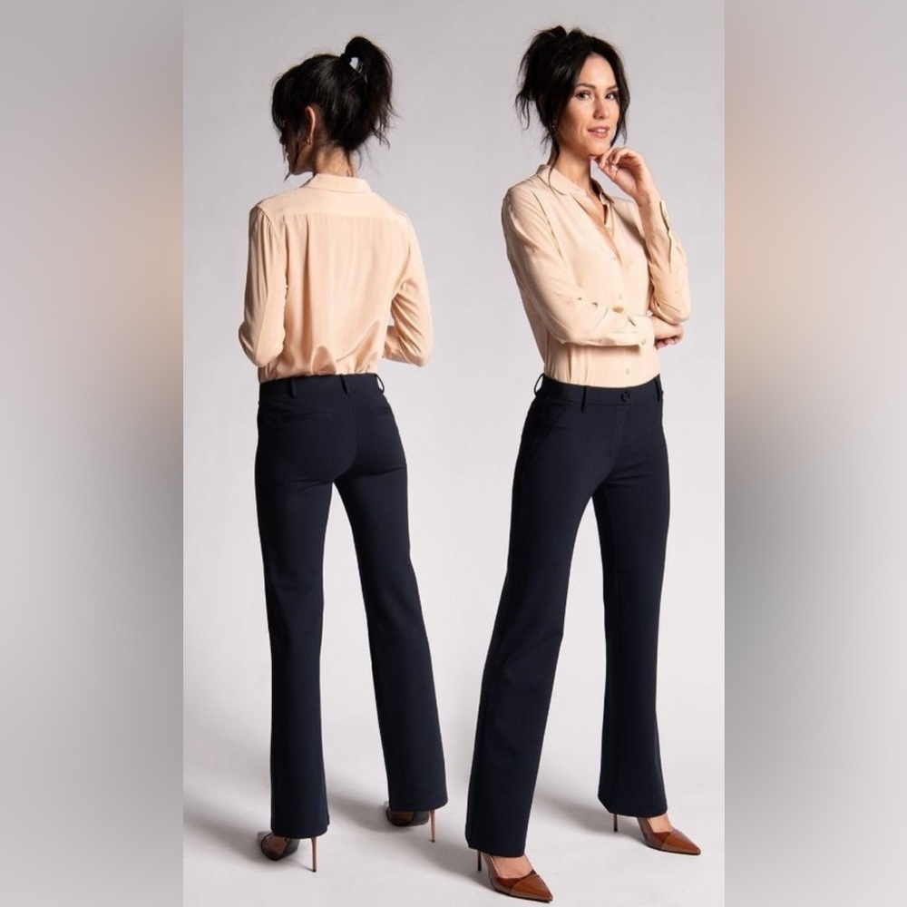 Betabrand Dress Pant Yoga Pants Classic Boot Cut Navy Small